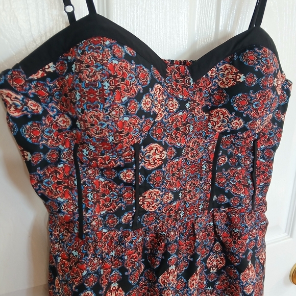 BAND OF GYPSIES CORSET FLORAL SPAGHETTI STRAPS JUMPSUIT WITH POCKETS SIZE L - Picture 4 of 9